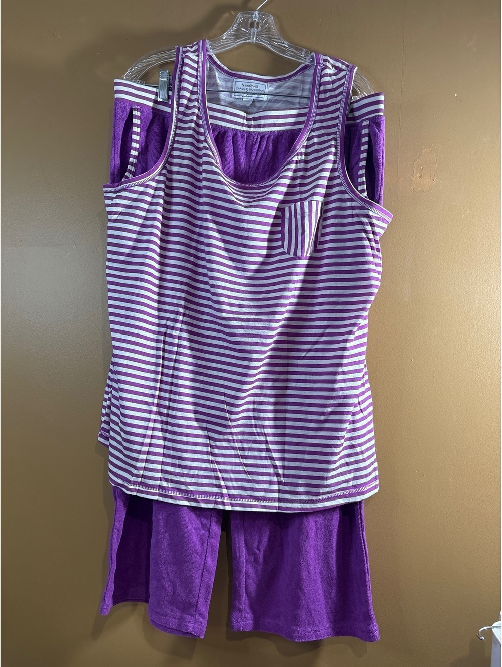HC1261. Carole Hochman Heavenly Soft Purple Striped Pajama Set 1X